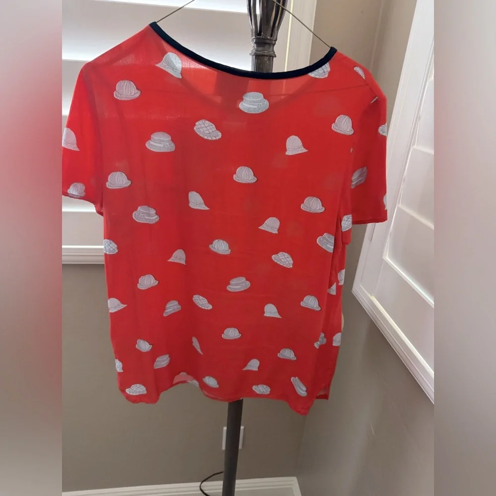 Anthropologie Maeve Red Hat Printmaker Blouse size 6 - Picture 4 of 6